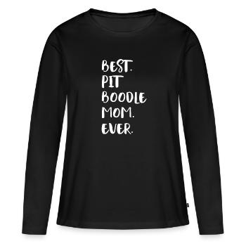 Pit Boodle Mom - Frauen Premium Bio Langarmshirt - Schwarz - Vorne - Julia (174cm)