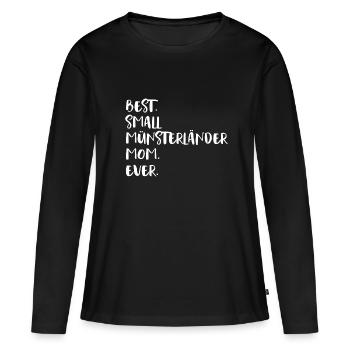 Small Münsterländer Mom - Frauen Premium Bio Langarmshirt - Schwarz - Vorne - Julia (174cm)