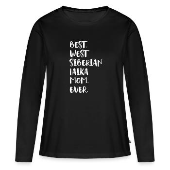 Laïka de Sibérie occidentale Maman - T-shirt manches longues Premium bio Femme - noir - Devant - Julia (174cm)