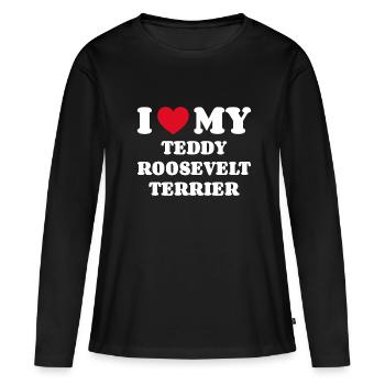 J’adore mon Teddy Roosevelt Terrier - T-shirt manches longues Premium bio Femme - noir - Devant - Julia (174cm)