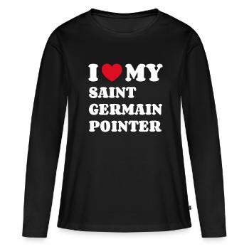 J’adore mon pointeur Saint Germain - T-shirt manches longues Premium bio Femme - noir - Devant - Julia (174cm)