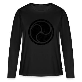 Triple Yin Yang, Tao, Bouddhisme Zen, Tibet, Japon - T-shirt manches longues Premium bio Femme - noir - Devant - Julia (174cm)