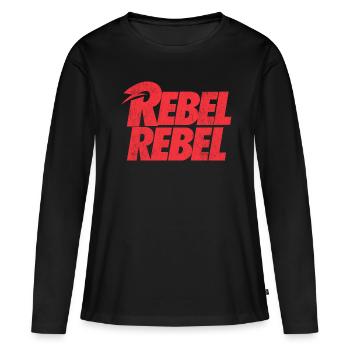 David Bowie Rebel Rebel Rot - Frauen Premium Bio Langarmshirt - Schwarz - Vorne - Julia (174cm)