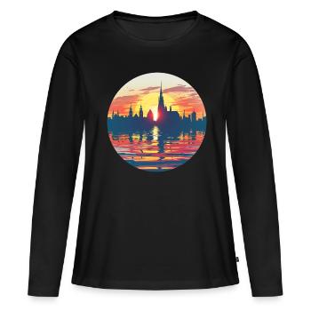 Horizon de Chemnitz - T-shirt manches longues Premium bio Femme - noir - Devant - Julia (174cm)