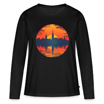Cottbus Skyline - Frauen Premium Bio Langarmshirt - Schwarz - Vorne - Julia (174cm)