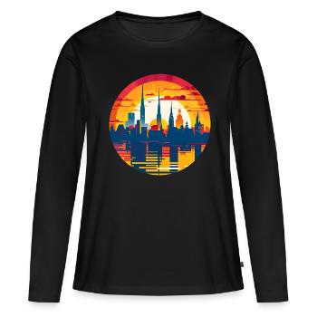 Düren Skyline - Frauen Premium Bio Langarmshirt - Schwarz - Vorne - Julia (174cm)