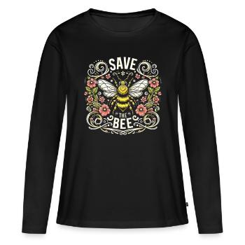 Save the Bees T-Shirt Fleurs Vintage - T-shirt manches longues Premium bio Femme - noir - Devant - Julia (174cm)