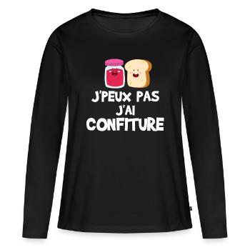J'peux pas j'ai confiture - T-shirt manches longues Premium bio Femme - noir - Devant - Julia (174cm)