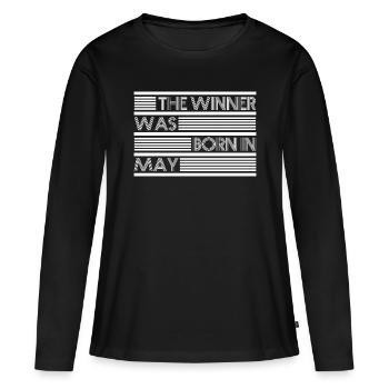 THE WINNER WAS BORN IN MAY - T-shirt manches longues Premium bio Femme - noir - Devant - Julia (174cm)