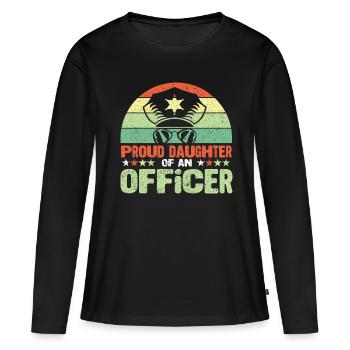Policier De police Pouvoir d’État PoliceWoman - T-shirt manches longues Premium bio Femme - noir - Devant - Julia (174cm)