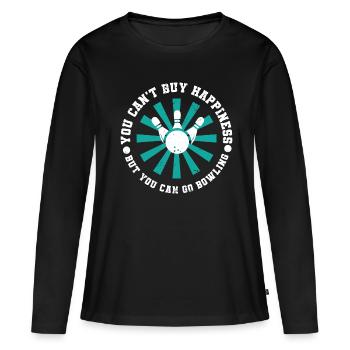 Bowling Bowlingkugel Bowlingbahn Strike - Frauen Premium Bio Langarmshirt - Schwarz - Vorne - Julia (174cm)