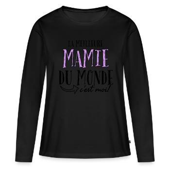 La meilleure mamie du monde c'est moi. - T-shirt manches longues Premium bio Femme - noir - Devant - Julia (174cm)