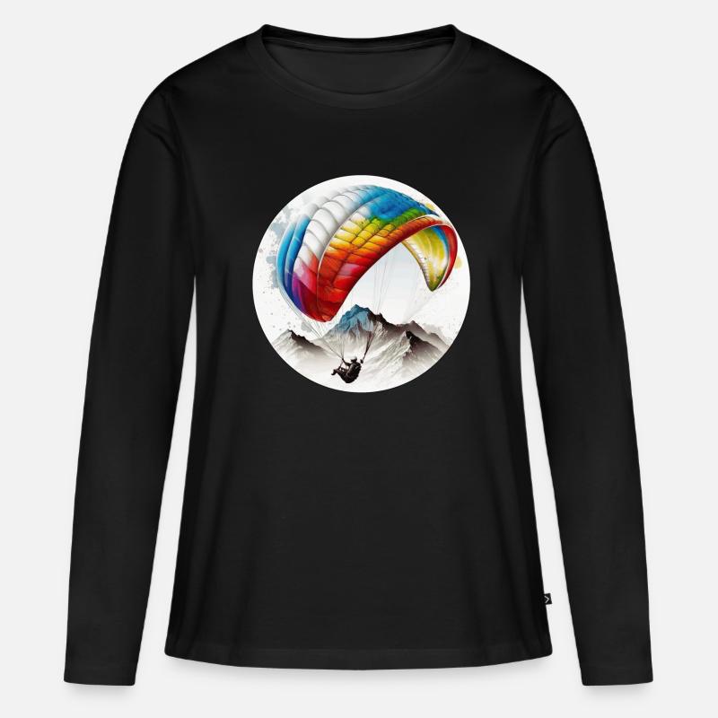Paragliding Piloten können den Wind nutzen - Frauen Premium Bio Langarmshirt - Schwarz