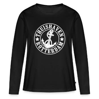 Heimathafen Rotterdam - Frauen Premium Bio Langarmshirt - Schwarz - Vorne - Julia (174cm)
