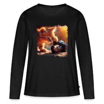 Libérez la créativité de votre chat - T-shirt manches longues Premium bio Femme - noir - Devant - Julia (174cm)
