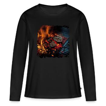 Meat is an important source of protein - Women's Premium Organic Long Sleeve Shirt - black - Front - Julia (174cm)