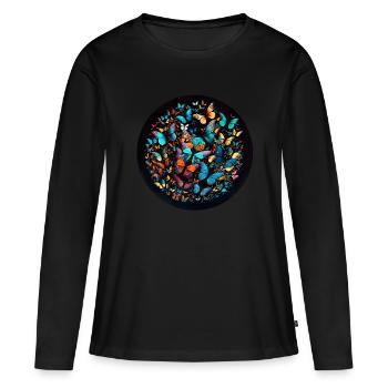 Un essaim de papillons est un phénomène naturel - T-shirt manches longues Premium bio Femme - noir - Devant - Julia (174cm)