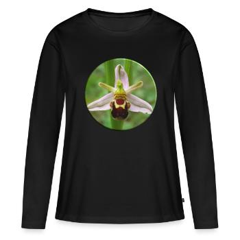 L’orchidée abeille est une orchidée indigène - T-shirt manches longues Premium bio Femme - noir - Devant - Julia (174cm)