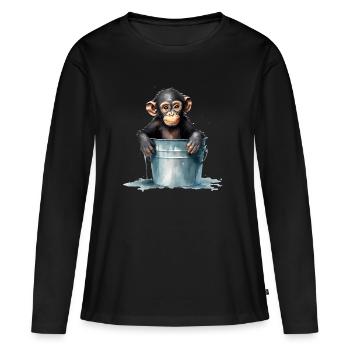 Monkey seeks cooling - Women's Premium Organic Long Sleeve Shirt - black - Front - Julia (174cm)