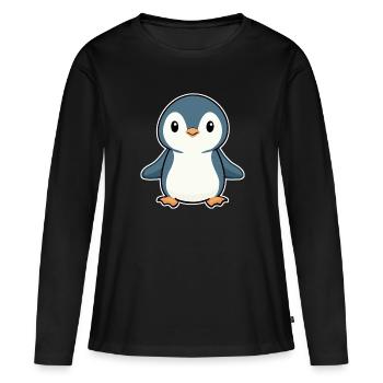 PINGOUIN OISEAU ANTARCTIQUE PÔLE SUD BÉBÉ GLACE DANDINEMENT - T-shirt manches longues Premium bio Femme - noir - Devant - Julia (174cm)
