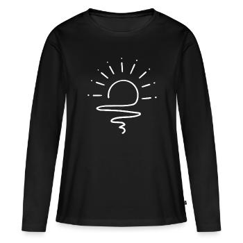 SOLEIL, RAYONS DE SOLEIL, SOLEIL, VAGUES, GRIFFONNAGE - T-shirt manches longues Premium bio Femme - noir - Devant - Julia (174cm)