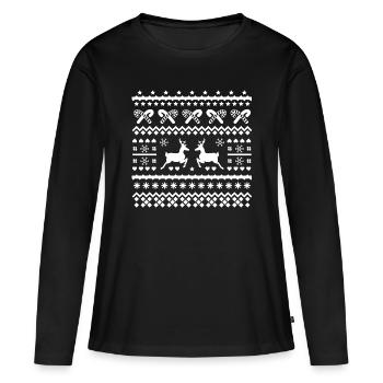 Weihnachten Rentiere - Frauen Premium Bio Langarmshirt - Schwarz - Vorne - Julia (174cm)