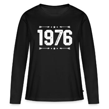 jahrgang 1976 vintage 49. Geburtstag 1976. - Frauen Premium Bio Langarmshirt - Schwarz - Vorne - Julia (174cm)