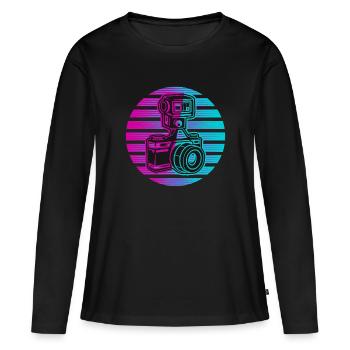 Photographie Photo Néon photo - T-shirt manches longues Premium bio Femme - noir - Devant - Julia (174cm)