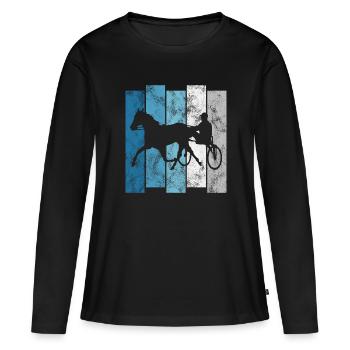 Cheval de trot Chevaux de course de trot Courses de chevaux - T-shirt manches longues Premium bio Femme - noir - Devant - Julia (174cm)