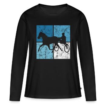 Trotteur trotter dans un style rétro ou vintage - T-shirt manches longues Premium bio Femme - noir - Devant - Julia (174cm)