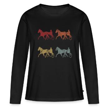 Trotter courses de trot dans un style rétro ou vintage - T-shirt manches longues Premium bio Femme - noir - Devant - Julia (174cm)