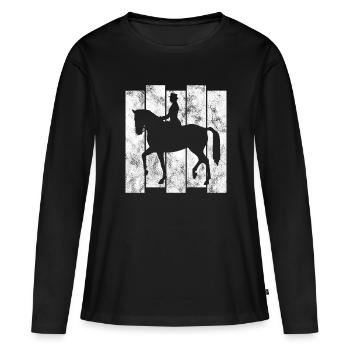 Dressage Cavalier de dressage Cheval d’équitation - T-shirt manches longues Premium bio Femme - noir - Devant - Julia (174cm)