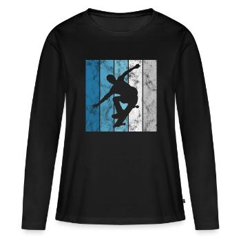 Skateboarder Skateboard Skater Skate Skateing - T-shirt manches longues Premium bio Femme - noir - Devant - Julia (174cm)