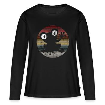 Frog Frogs Cadeau pour enfants Drôle Drôle - T-shirt manches longues Premium bio Femme - noir - Devant - Julia (174cm)