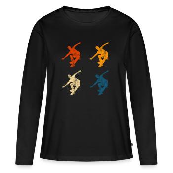 Skateboarder Skateboard Skater Skate Skateing - T-shirt manches longues Premium bio Femme - noir - Devant - Julia (174cm)