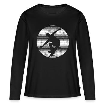Skateboarder Skateboard Skater Skate Skateing - T-shirt manches longues Premium bio Femme - noir - Devant - Julia (174cm)