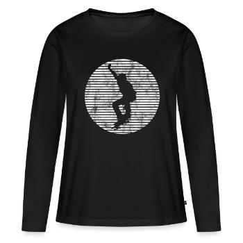 Skateboarder Skateboard Skater Skate Skateing - T-shirt manches longues Premium bio Femme - noir - Devant - Julia (174cm)
