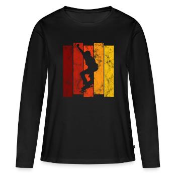 Skateboarder Skateboard Skater Skate Skateing - T-shirt manches longues Premium bio Femme - noir - Devant - Julia (174cm)