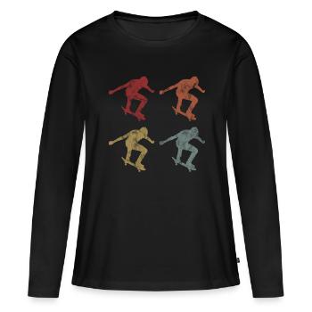 Skateboarder Skateboard Skater Skate Skateing - T-shirt manches longues Premium bio Femme - noir - Devant - Julia (174cm)