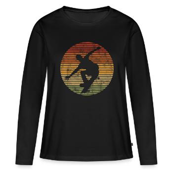 Skateboarder Skateboard Skater Skate Skateing - T-shirt manches longues Premium bio Femme - noir - Devant - Julia (174cm)