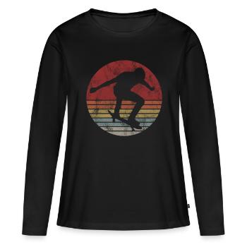 Skateboarder Skateboard Skater Skate Skateing - T-shirt manches longues Premium bio Femme - noir - Devant - Julia (174cm)