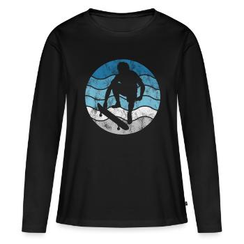 Skateboarder Skateboard Skater Skate Skateing - T-shirt manches longues Premium bio Femme - noir - Devant - Julia (174cm)