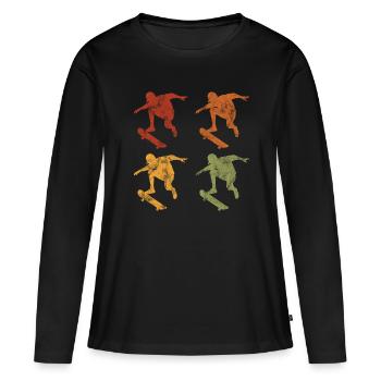 Skateboarder Skateboard Skater Skate Skateing - T-shirt manches longues Premium bio Femme - noir - Devant - Julia (174cm)
