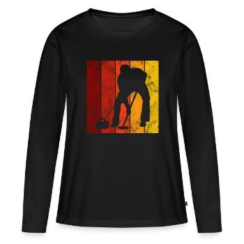 Eis Curling Curler Eisstockschießen Retro Geschenk - Frauen Premium Bio Langarmshirt - Schwarz - Vorne - Julia (174cm)