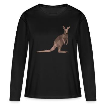 Origami / polygone de kangourou - T-shirt manches longues Premium bio Femme - noir - Devant - Julia (174cm)