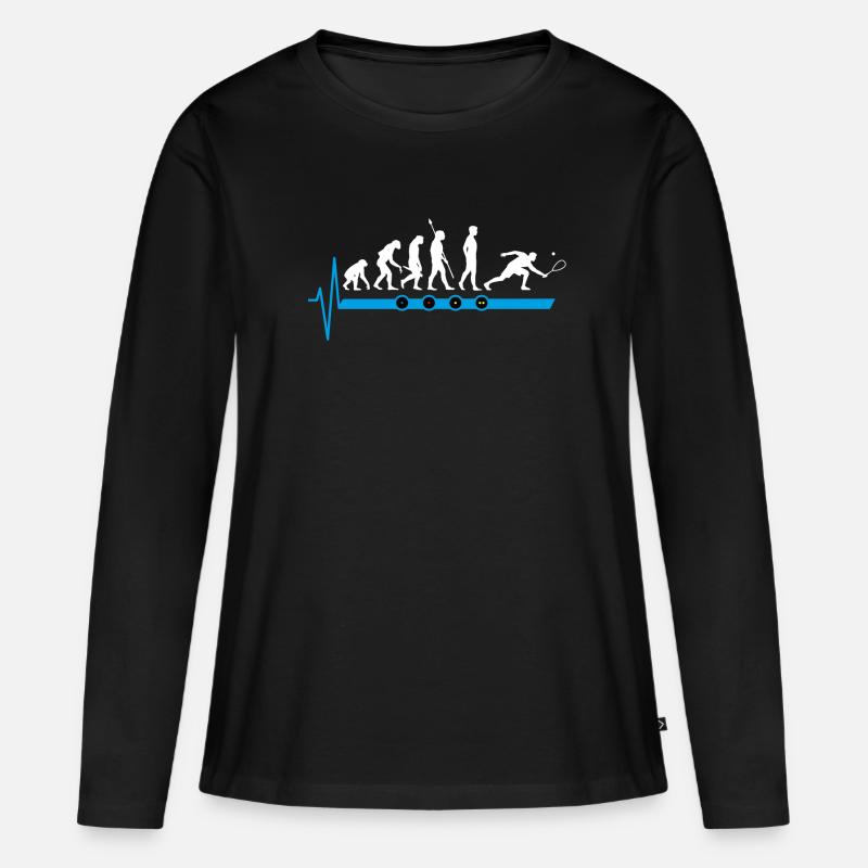 Evolution Squash Squashball - Frauen Premium Bio Langarmshirt - Schwarz