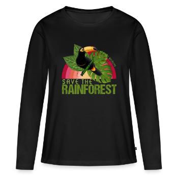 Idée de cadeau de la faune toucan forêt tropicale - T-shirt manches longues Premium bio Femme - noir - Devant - Julia (174cm)