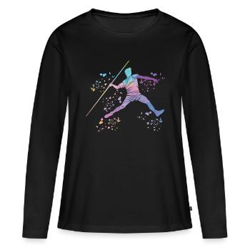 Lancer de javelot Colorsplash Lancer de javelot - T-shirt manches longues Premium bio Femme - noir - Devant - Julia (174cm)