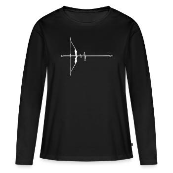 Pfeil und Bogen Bogenschießen - Frauen Premium Bio Langarmshirt - Schwarz - Vorne - Julia (174cm)