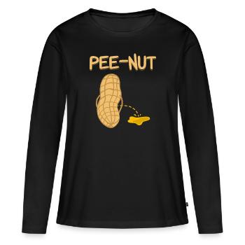 Pee nut - Peanut - Pinkelnde Erdnuss - Frauen Premium Bio Langarmshirt - Schwarz - Vorne - Julia (174cm)